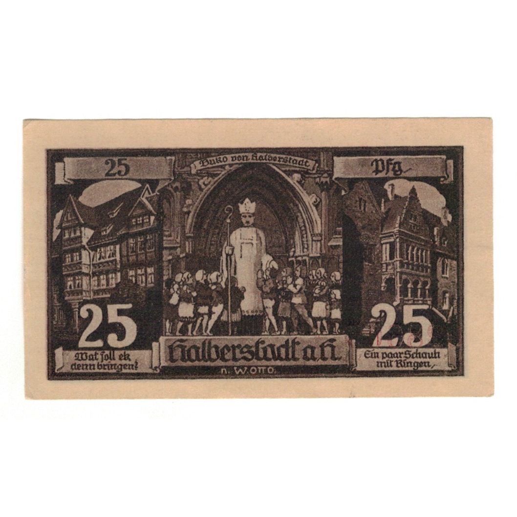 Banknot, Niemcy, Halberstadt, 25 Pfennig, personnage, 1921, 1921-04-27