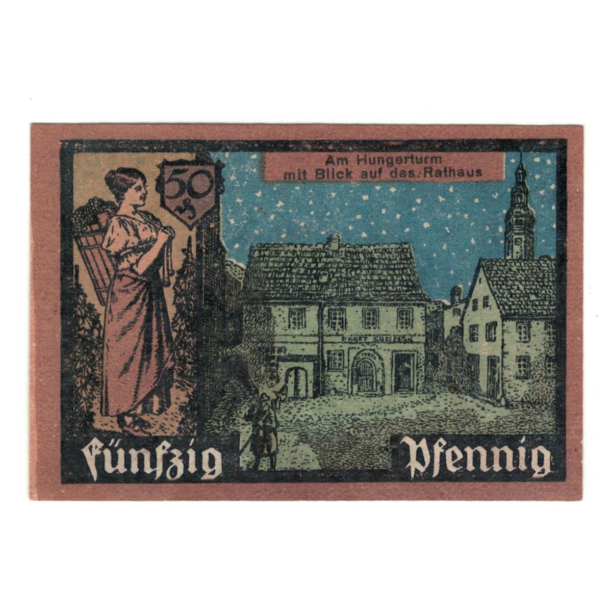 Banconote, Germania, Grünberg, 50 Pfennig, personnage, 1921, 1921-12-31, SPL