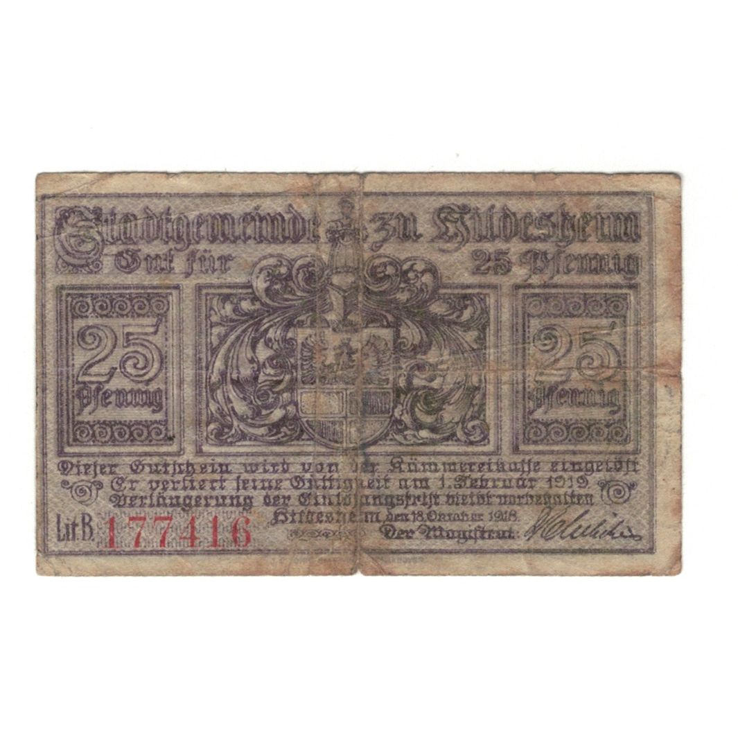 Banknot, Niemcy, Hildesheim Stadt, 25 Pfennig, paysage 1, 1919, 1919-02-01