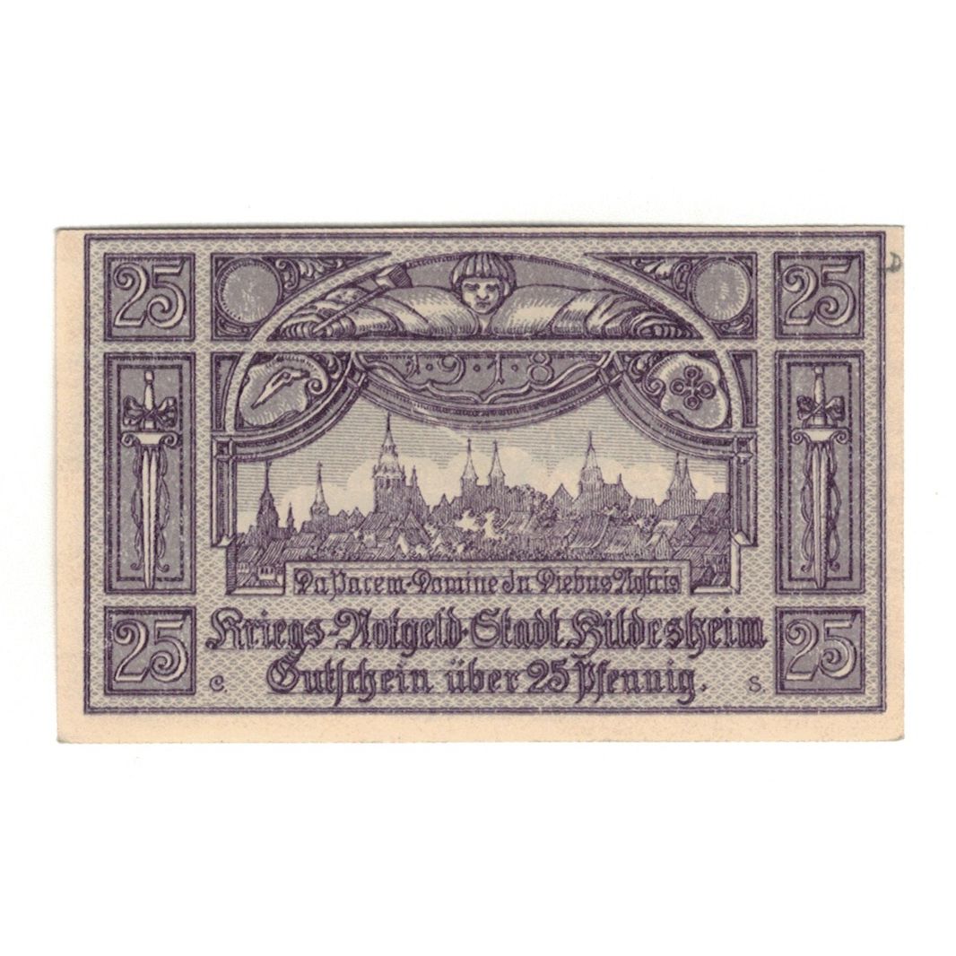 Geldschein, Deutschland, Hildesheim Stadt, 25 Pfennig, paysage 1, 1919