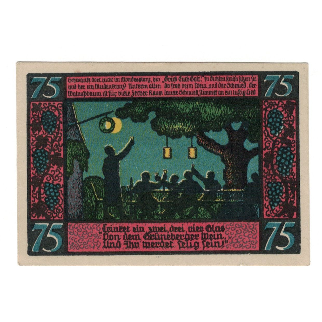 Geldschein, Deutschland, Grunberg Stadt, 75 Pfennig, personnage, 1921