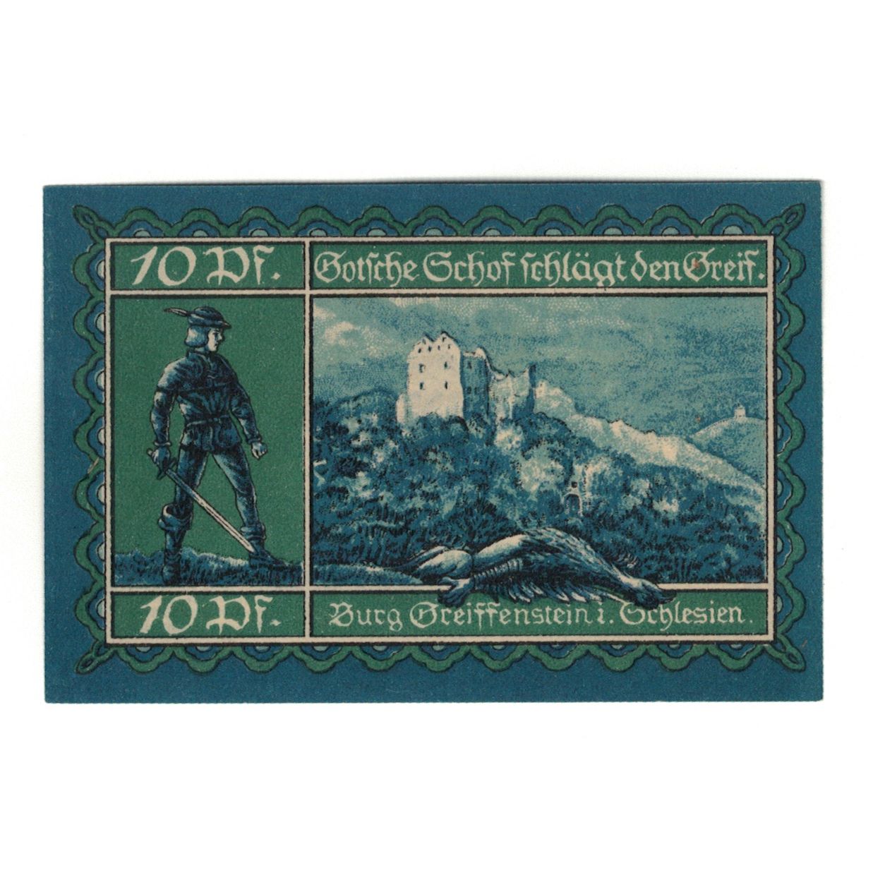 Banknote, Germany, Greiffenberg, 10 Pfennig, ruine 2, 1920, 1920-04-19