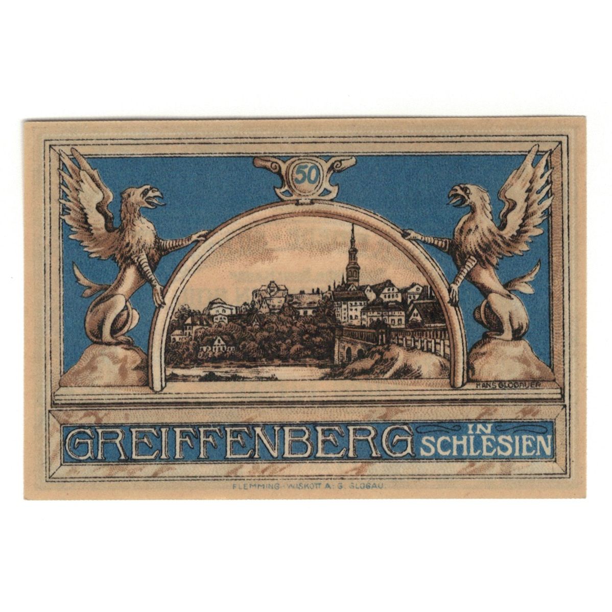 Banknot, Niemcy, Greiffenberg, 50 Pfennig, paysage 2, 1920, 1920-04-19