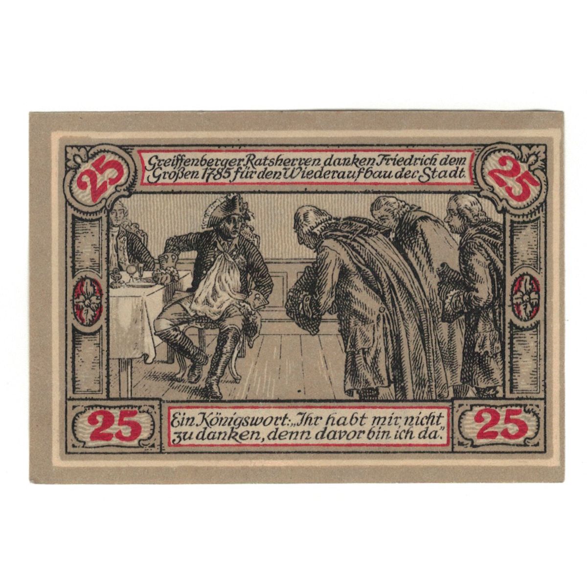 Banknot, Niemcy, Greiffenberg, 25 Pfennig, personnage, 1920, 1920-04-19