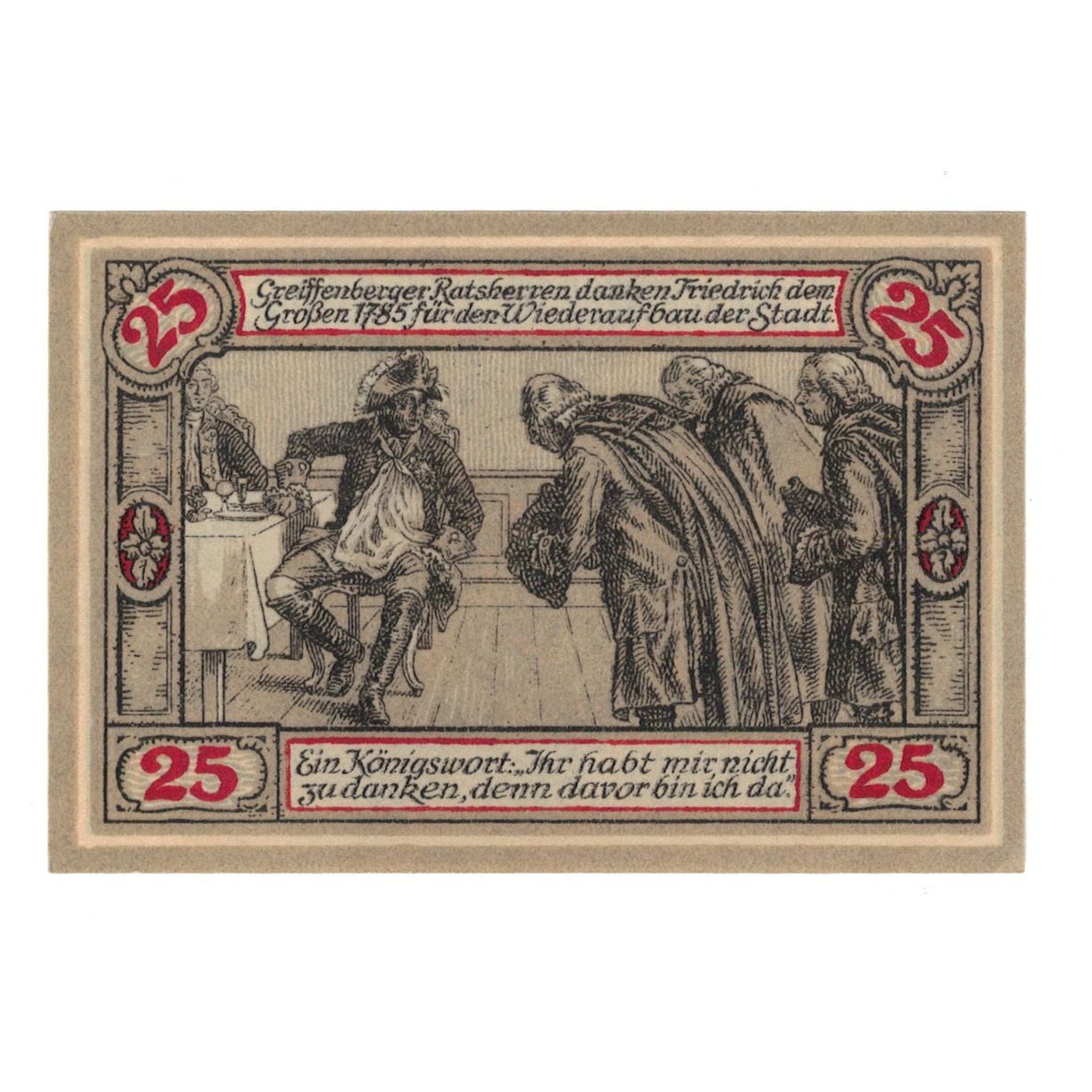 Banknot, Niemcy, Greiffenberg, 25 Pfennig, personnage 1, 1920, 1920-04-19