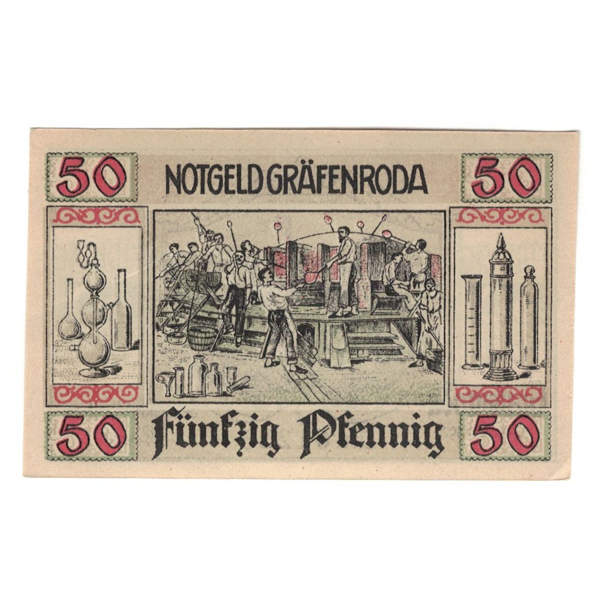 Banknot, Niemcy, Grafenroda, 50 Pfennig, Usine 1, 1921, 1921-08-01, UNC(63)