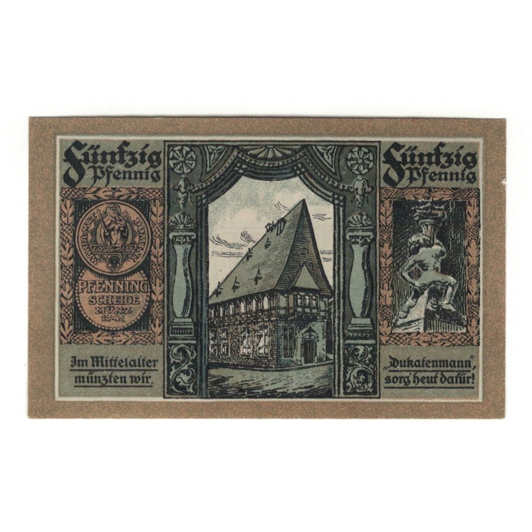 Banknot, Niemcy, Goslar, 50 Pfennig, Batiment, 1923, 1923-06-01, UNC(63)