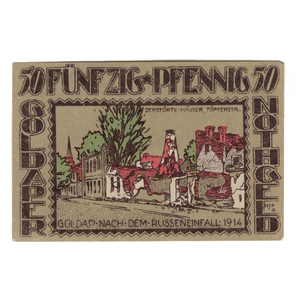Banknot, Niemcy, Ostpreußen, 50 Pfennig, village, 1921, 1921-12-31, UNC(65-70)