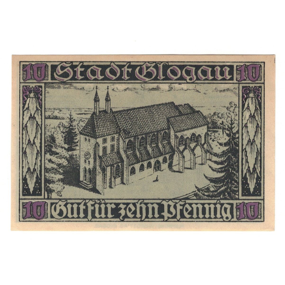 Banknot, Niemcy, Glogau, 10 Pfennig, Abbaye, 1920, 1920-12-01, UNC(60-62)