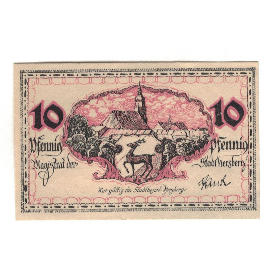 Banknot, Niemcy, Herzberg a.Elster Stadt, 10 Pfennig, N.D, UNC(60-62)