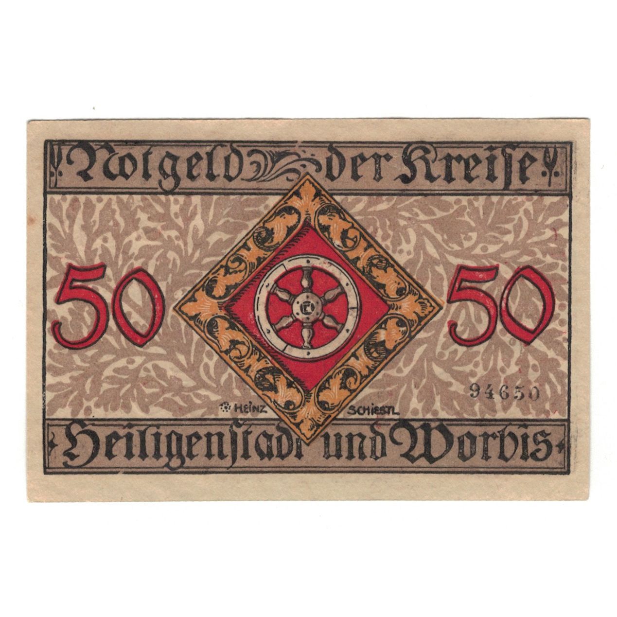 Billete, Alemania, Heilingenstadt, 50 Pfennig, personnage, 1919, 1919-07-01
