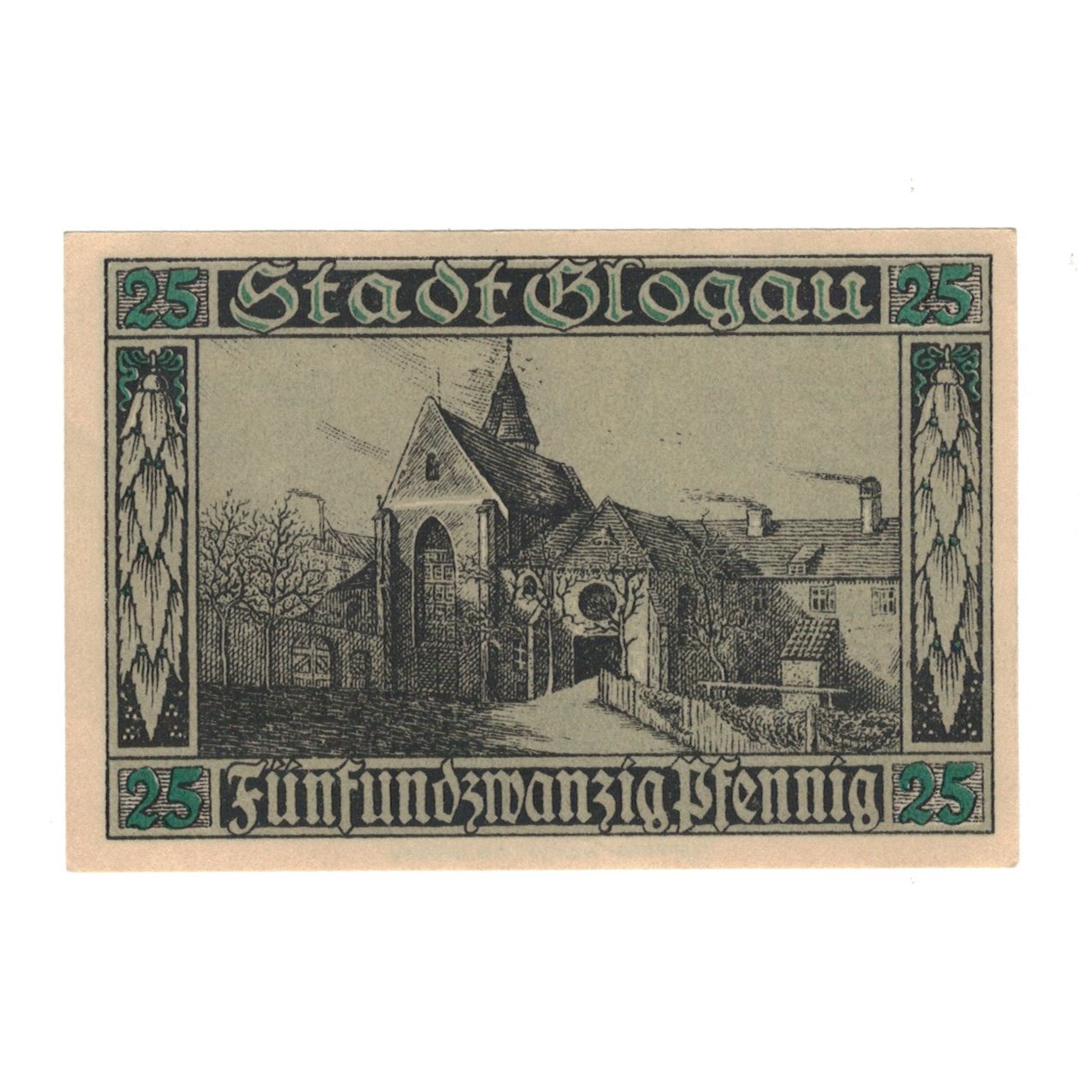 Billet, Allemagne, Glogau Stadt, 25 Pfennig, statue, 1920, 1920-12-01, SUP+