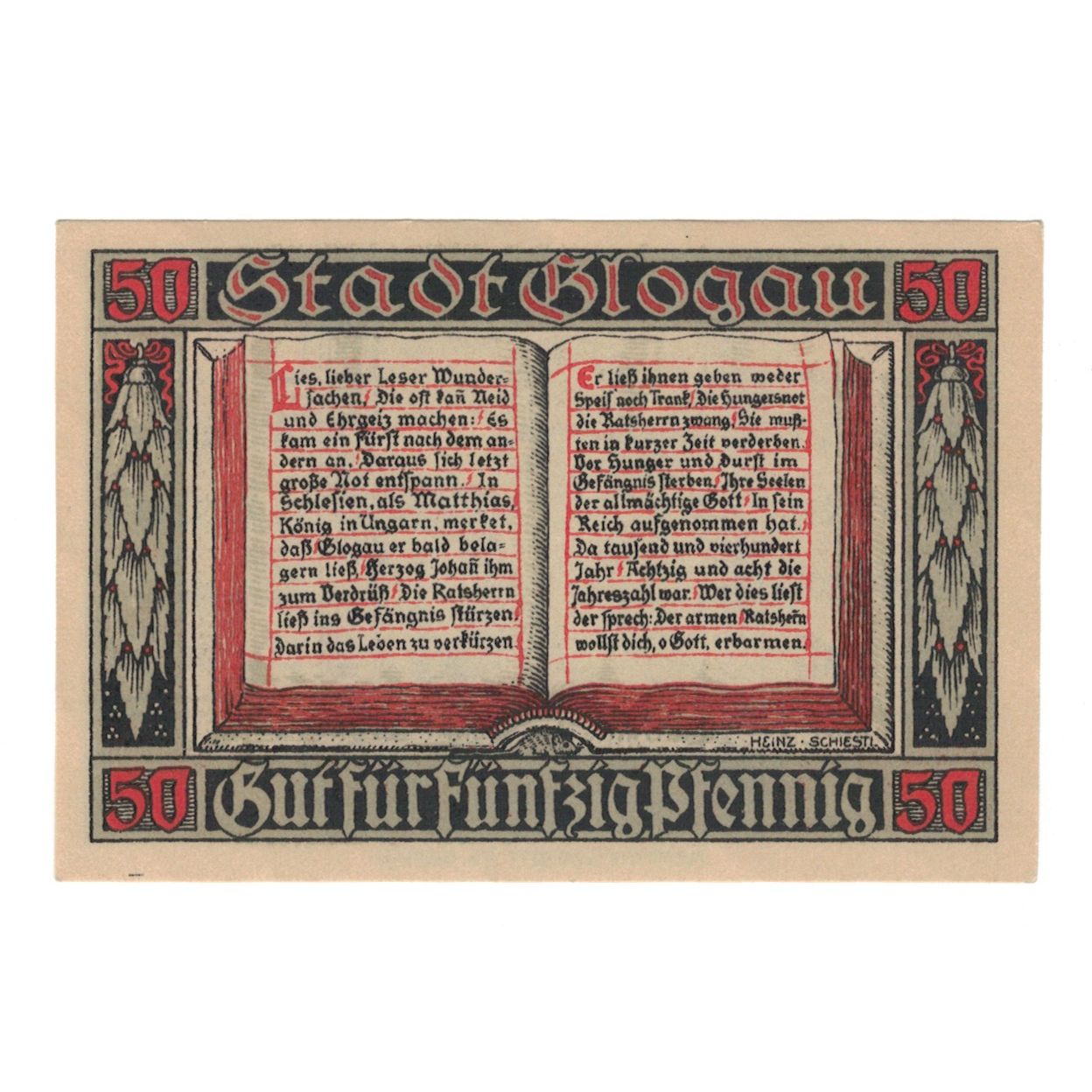 Geldschein, Deutschland, Glogau Stadt, 50 Pfennig, Texte, 1920, 1920-12-01, VZ+