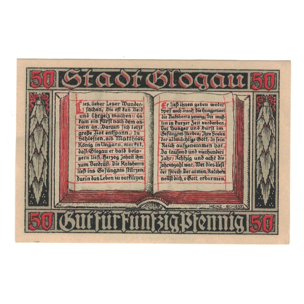 Banconote, Germania, Glogau Stadt, 50 Pfennig, texte 1, 1920, 1920-12-01, SPL