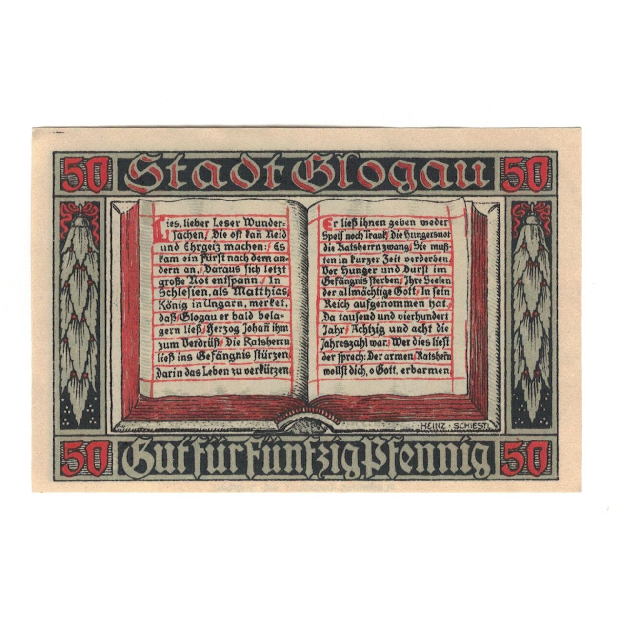 Banknot, Niemcy, Glogau Stadt, 50 Pfennig, Texte 2, 1920, 1920-12-01