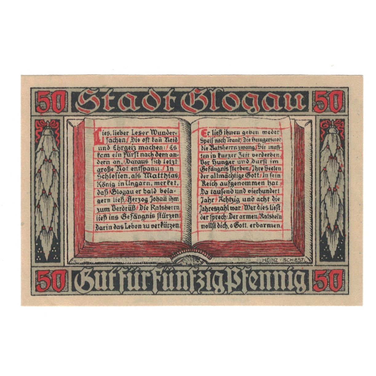 Banknot, Niemcy, Glogau Stadt, 50 Pfennig, Texte 3, 1920, 1920-12-01