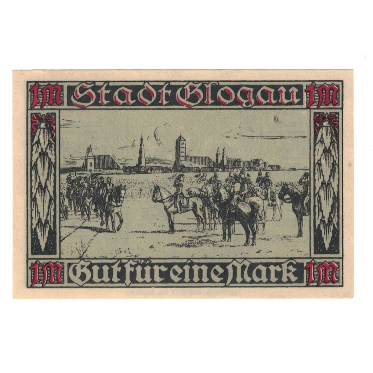 Geldschein, Deutschland, Glogau Stadt, 1 Mark, cavalier, 1920, 1920-12-01, VZ+