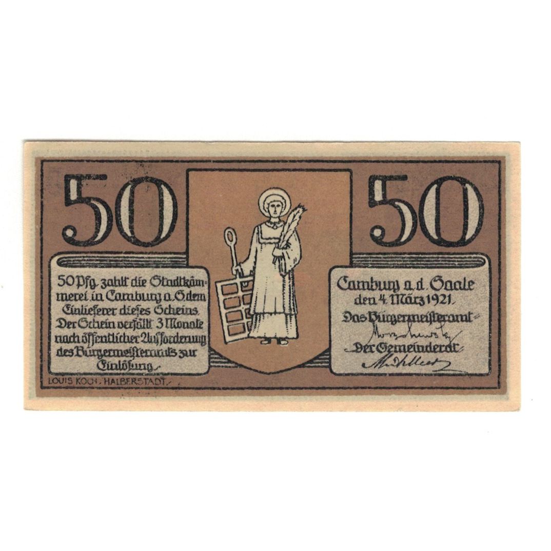 Banknot, Niemcy, Camburg a.d. Saale Stadt, 50 Pfennig, village, 1921