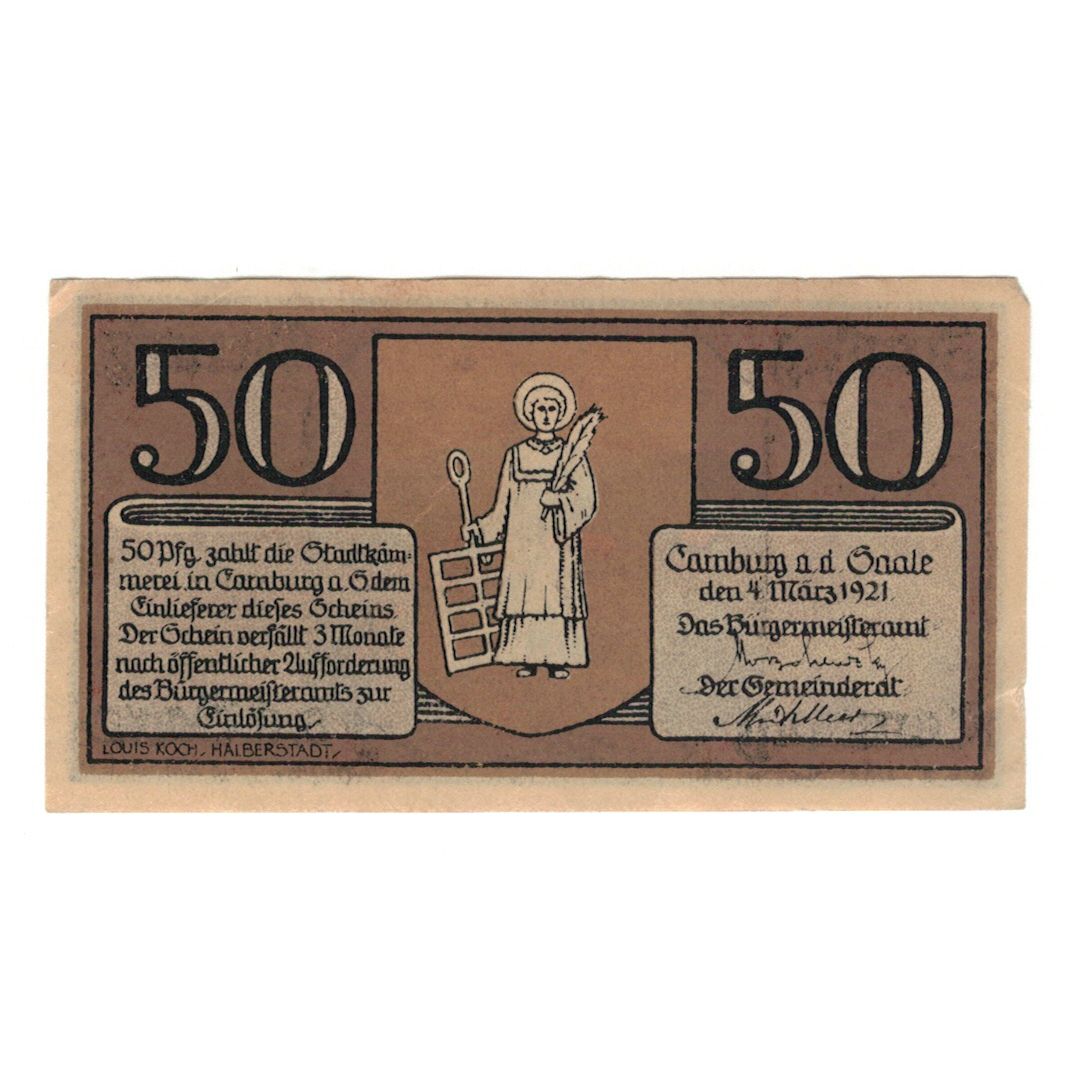 Geldschein, Deutschland, Camburg a.d. Saale Stadt, 50 Pfennig, village 1, 1921