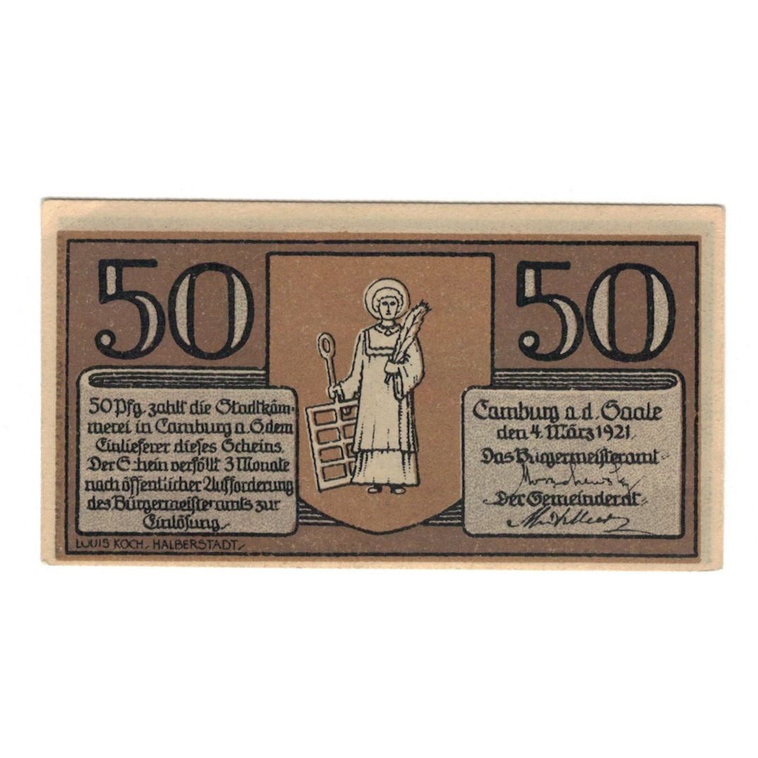 Geldschein, Deutschland, Camburg a.d. Saale Stadt, 50 Pfennig, Village 4, 1921