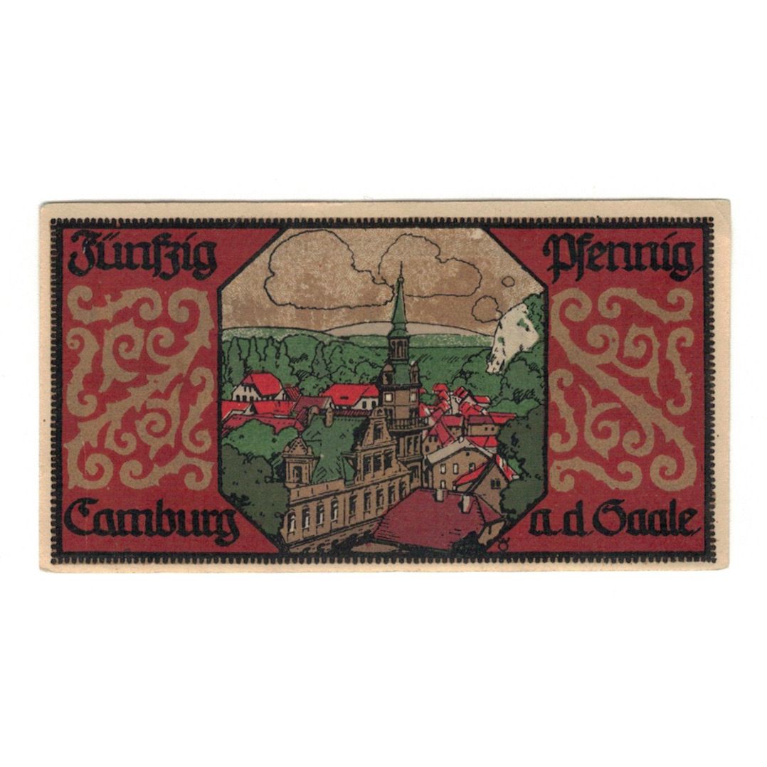 Geldschein, Deutschland, Camburg a.d. Saale Stadt, 50 Pfennig, Village 4, 1921