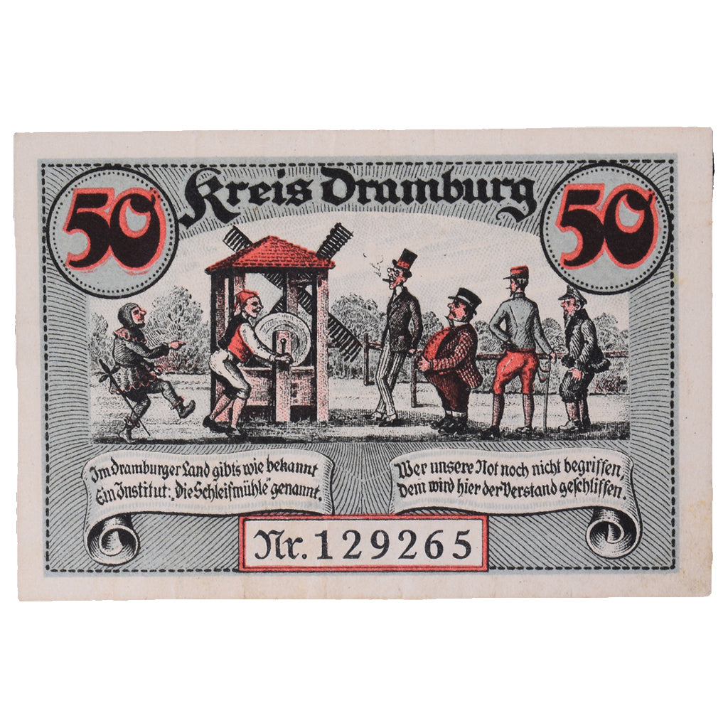 Banknote, Germany, Dramburg Kreisausschuß, 50 Pfennig, personnage 2, 1920