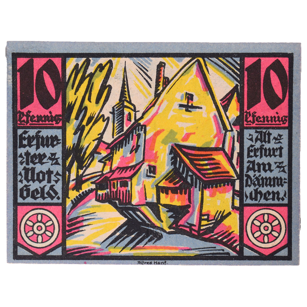 Banknot, Niemcy, Erfurt Stadt, 10 Pfennig, Batiment, 1920, 1920-04-09