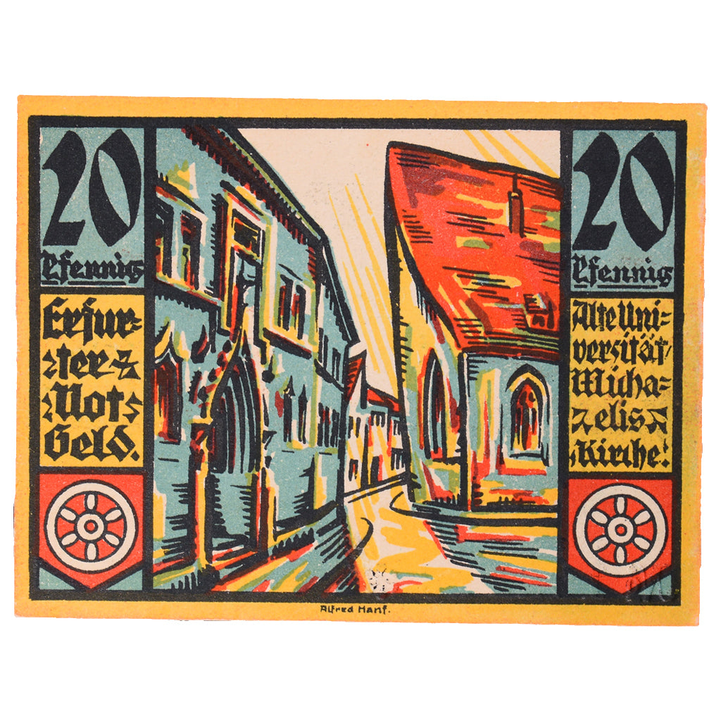 Banknot, Niemcy, Erfurt Stadt, 20 Pfennig, Batiment, 1920, 1920-04-09