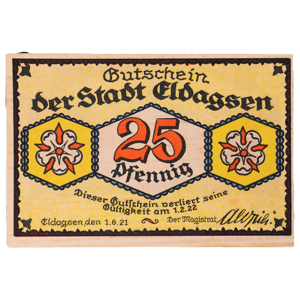 Banknot, Niemcy, Eldagsen Stadt, 25 Pfennig, Monument, 1922, 1922-02-01