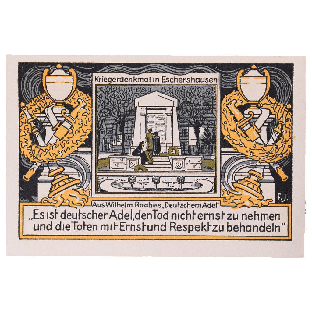 Banknot, Niemcy, Eschershausen, 75 Pfennig, Monument, 1921, 1921-06-01