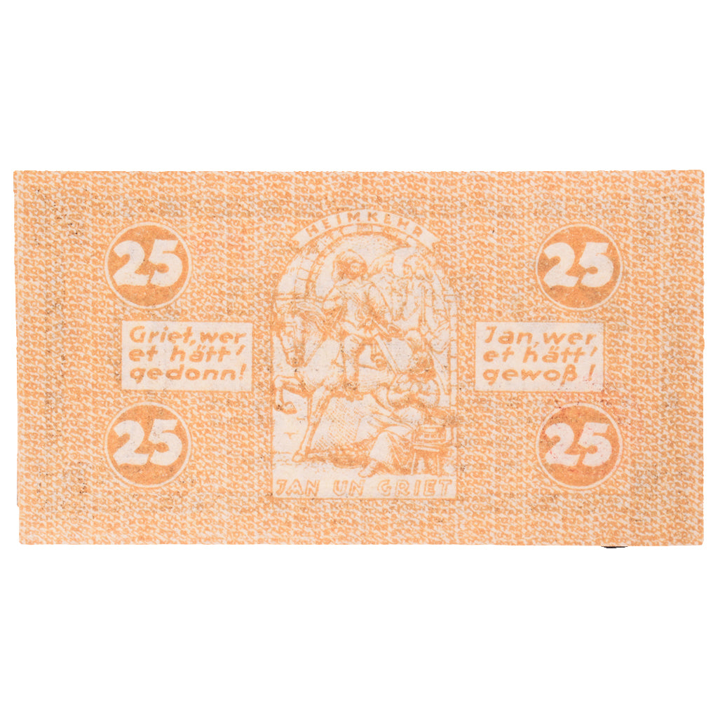 Geldschein, Deutschland, Köln Stadt, 25 Pfennig, personnage 4, 1920