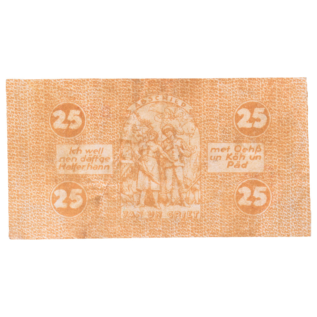 Geldschein, Deutschland, Köln Stadt, 25 Pfennig, personnage 5, 1920