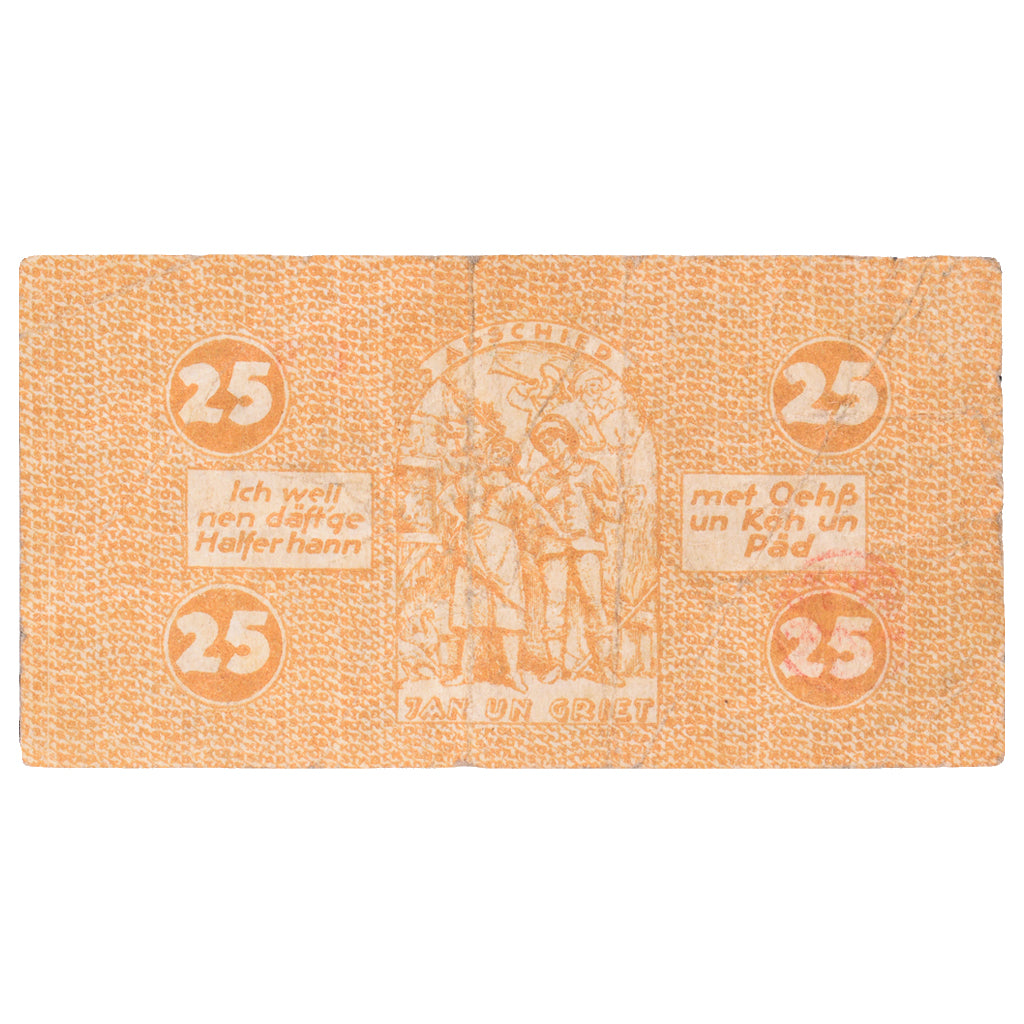 Banknot, Niemcy, Köln Stadt, 25 Pfennig, personnage 7, 1920, 1921-07-13