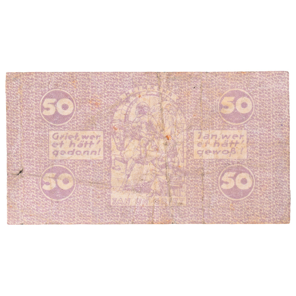 Geldschein, Deutschland, Köln Stadt, 50 Pfennig, personnage 4, 1920