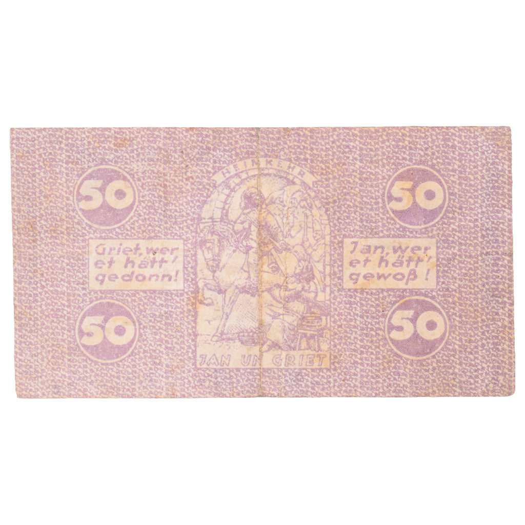 Banknot, Niemcy, Köln Stadt, 50 Pfennig, personnage 5, 1920, 1921-07-13