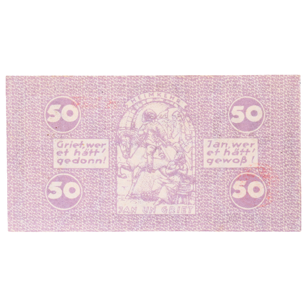 Geldschein, Deutschland, Köln Stadt, 50 Pfennig, personnage 7, 1920