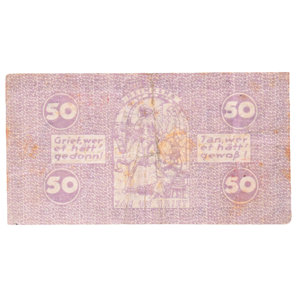 Banconote, Germania, Köln Stadt, 50 Pfennig, personnage 8, 1920, 1921-07-13