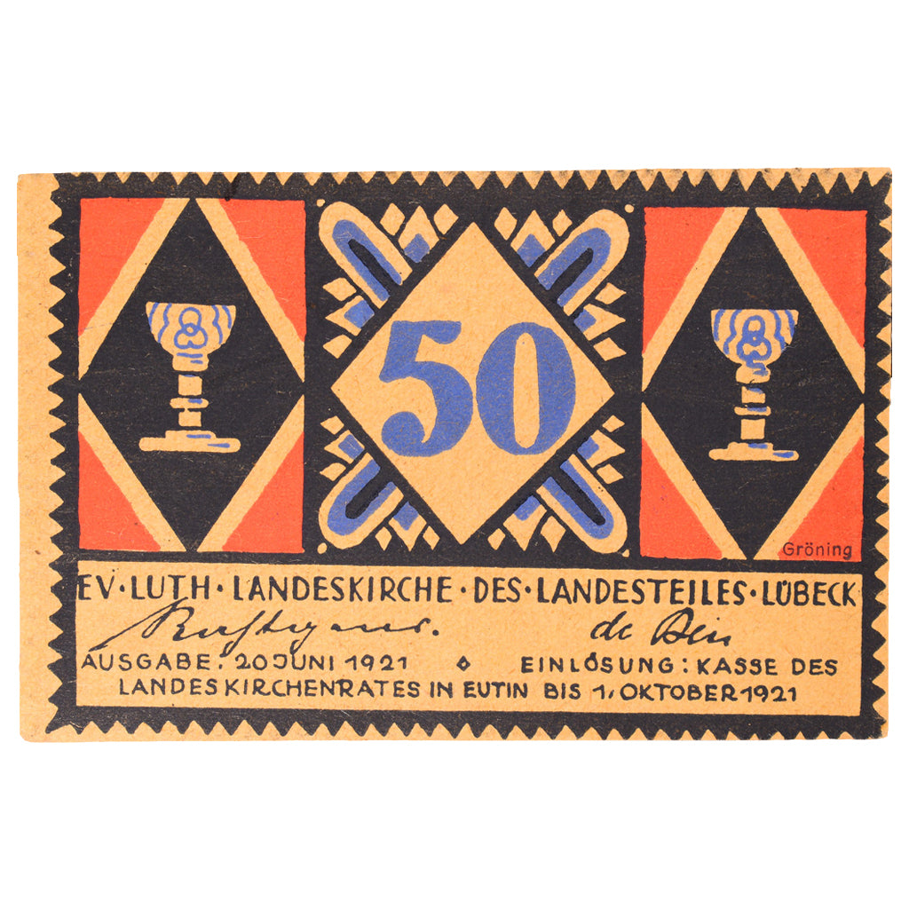 Banknot, Niemcy, Eutin Stadt, 50 Pfennig, personnage, 1921, 1921-10-01
