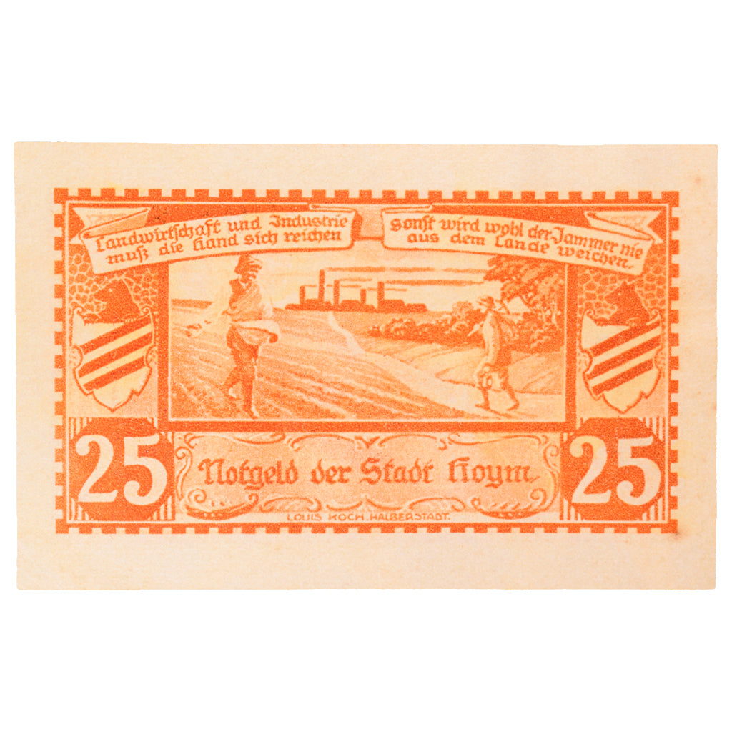 Geldschein, Deutschland, Hoym, 25 Pfennig, paysage 2, 1921, 1921-05-17, UNZ