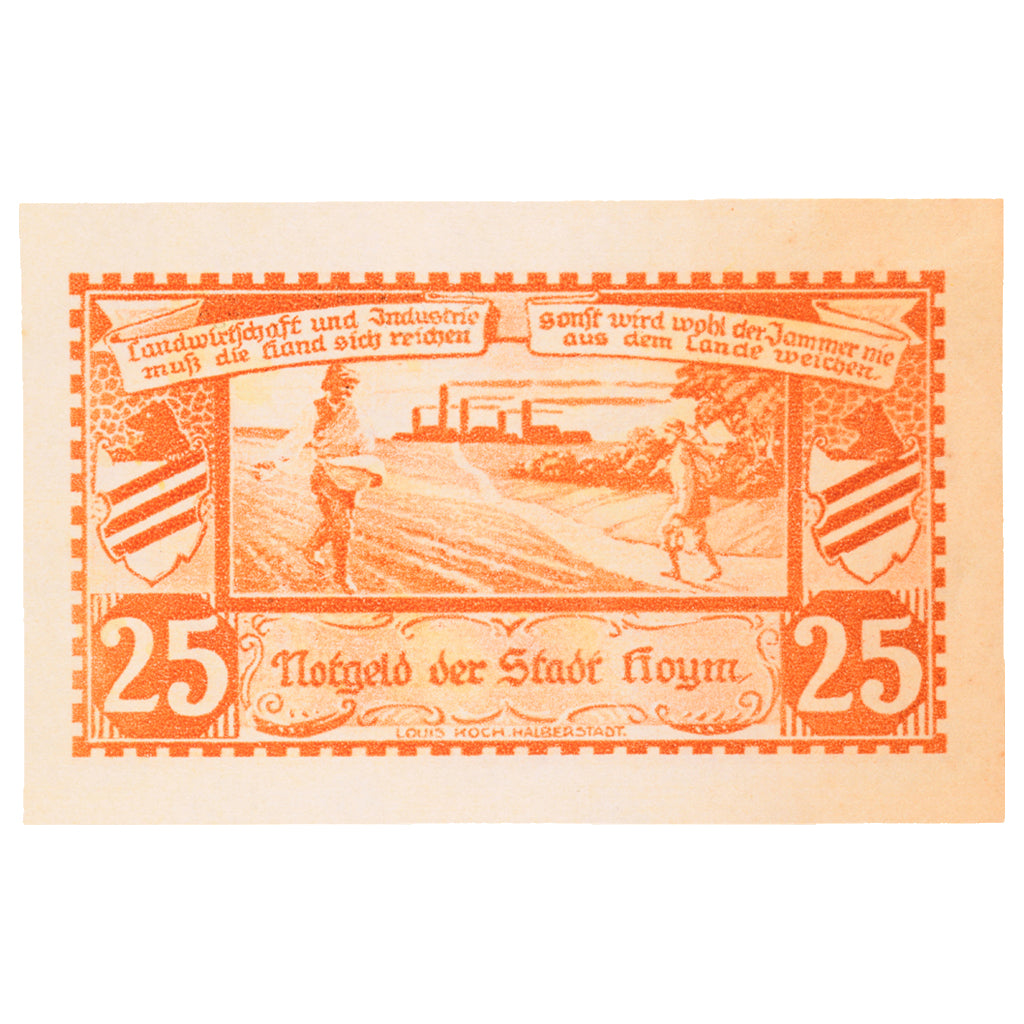 Banknot, Niemcy, Hoym, 25 Pfennig, paysage 4, 1921, 1921-05-17, UNC(65-70)