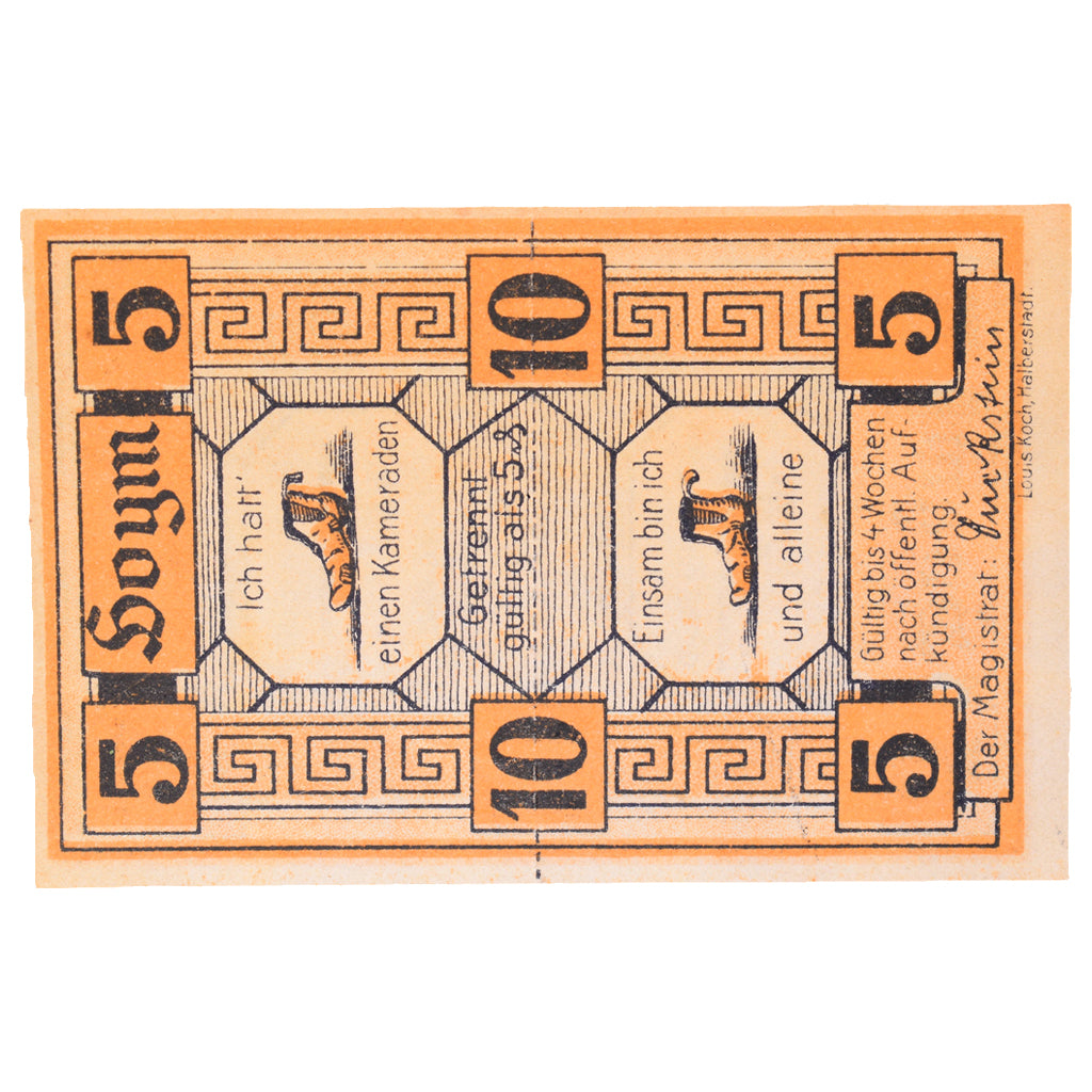 Banknote, Germany, Hoym Stadt, 10 Pfennig, Chaussures, undated (1921)