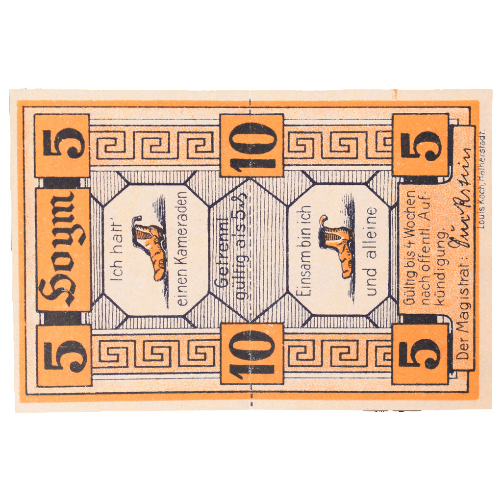 Biljet, Duitsland, Hoym Stadt, 10 Pfennig, Chaussures, undated (1921), SUP