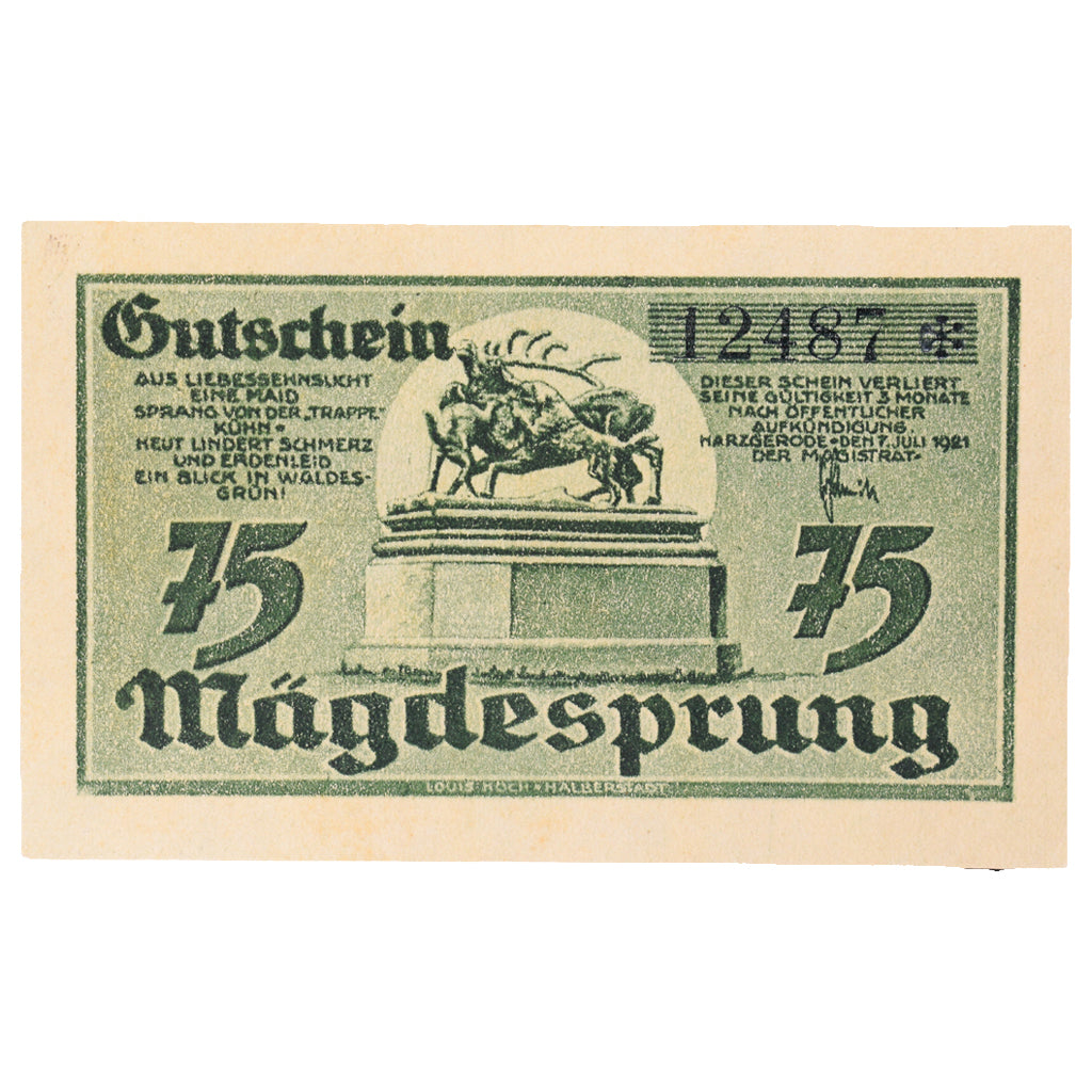 Banknot, Niemcy, Harzgerode Stadt, 75 Pfennig, paysage 2, 1921, 1921-07-07