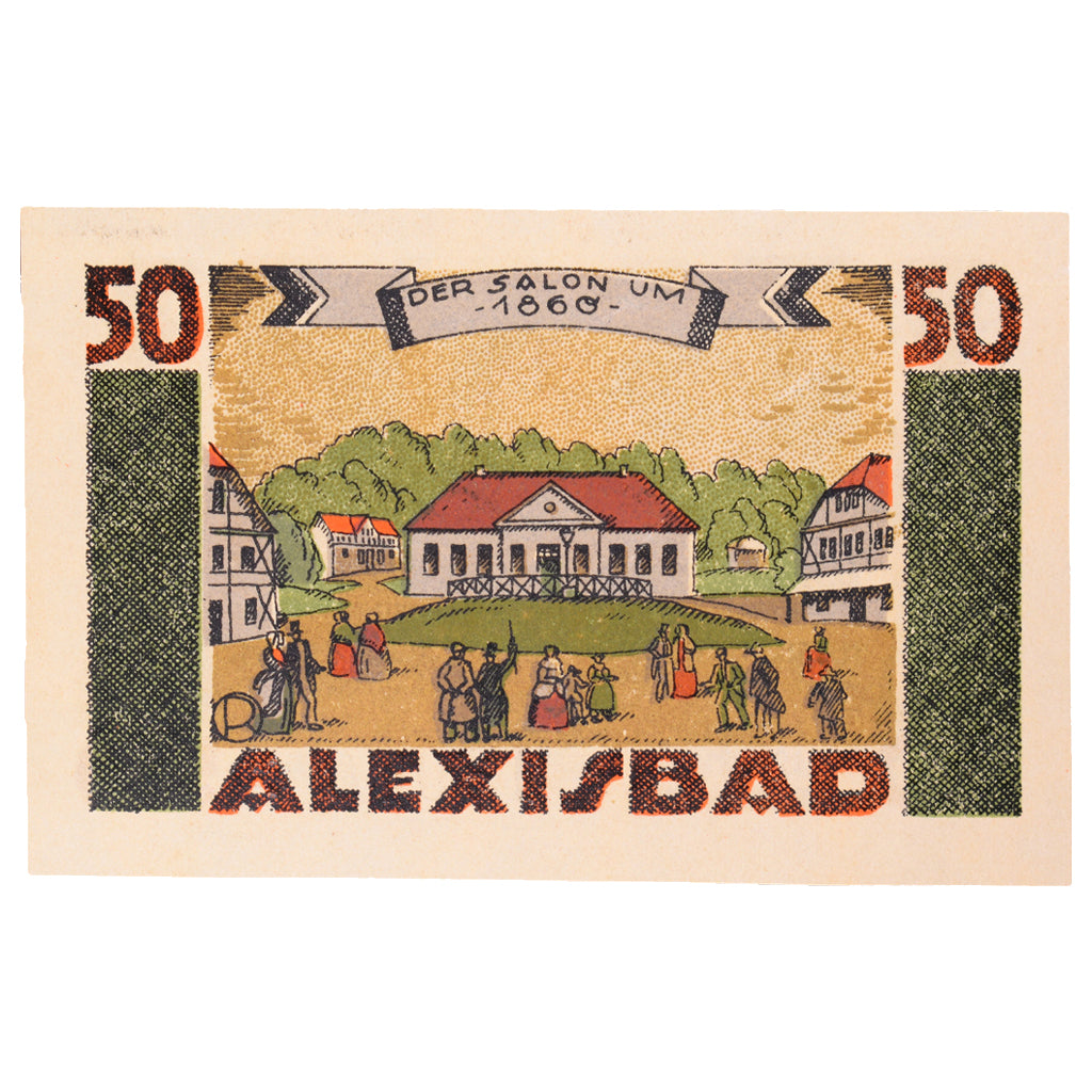 Geldschein, Deutschland, Harzgerode Stadt, 50 Pfennig, village, 1921