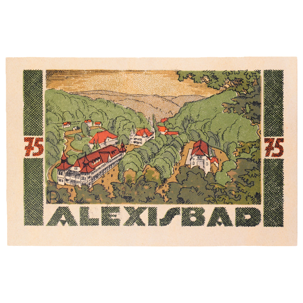 Geldschein, Deutschland, Harzgerode Stadt, 75 Pfennig, village, 1921