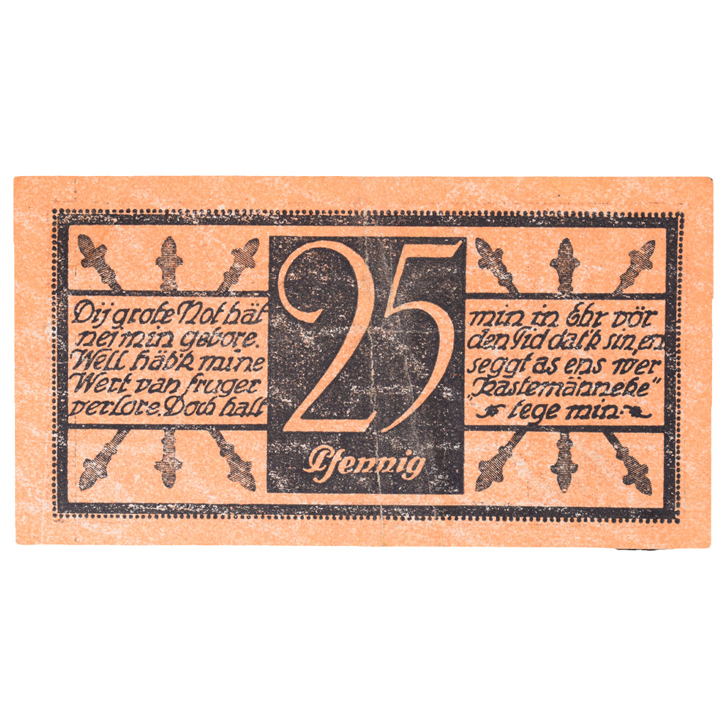 Geldschein, Deutschland, Cleve Stadt, 25 Pfennig, valeur faciale, 1922