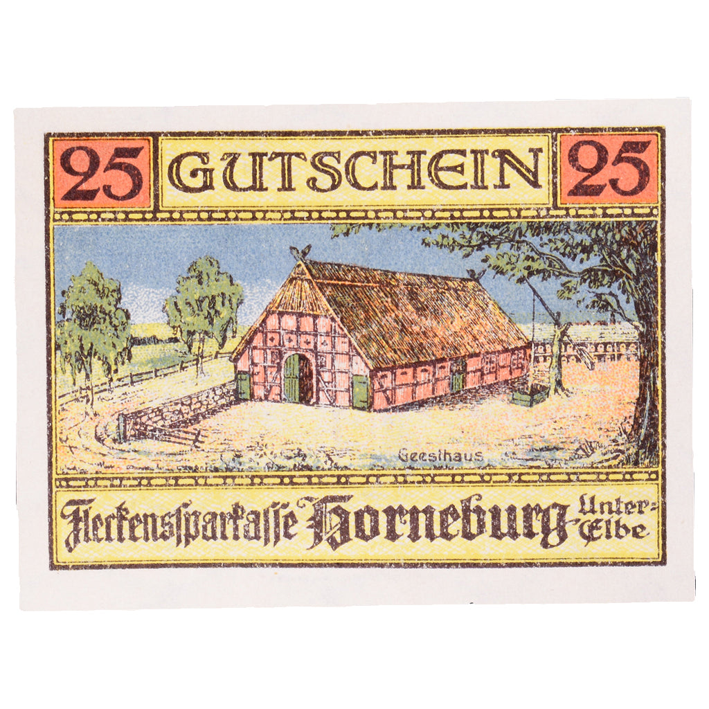 Banknot, Niemcy, Horneburg, 25 Pfennig, maison 1, 1921, 1921-05-01, UNC(63)
