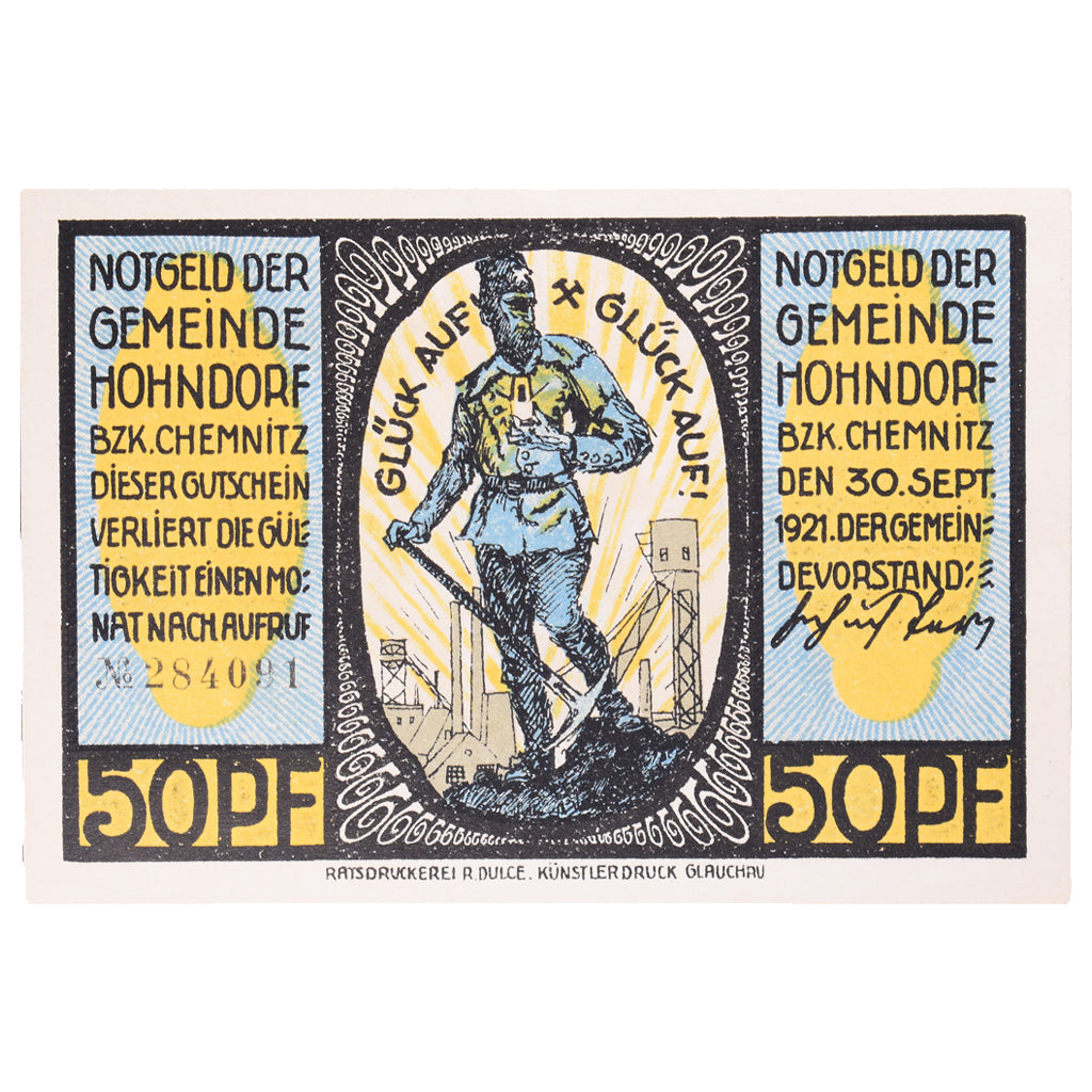 Banconote, Germania, Hohndorf, 50 Pfennig, personnage, 1921, 1921-09-30, FDS