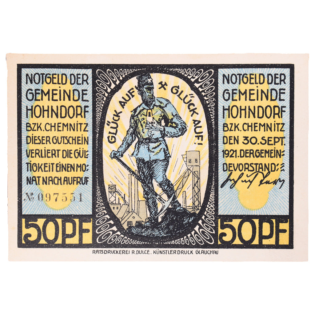 Geldschein, Deutschland, Hohndorf, 50 Pfennig, Batiment, 1921, 1921-09-30, UNZ