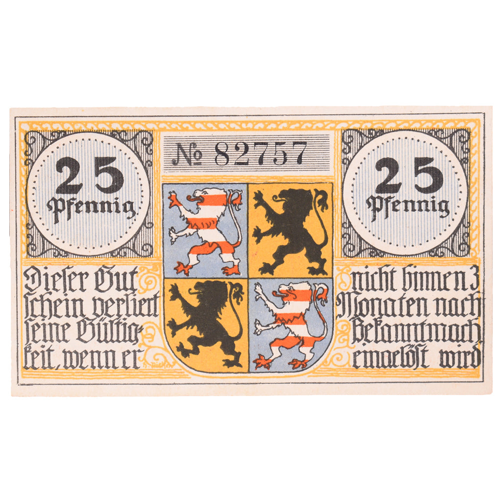 Geldschein, Deutschland, Hildburghausen, 25 Pfennig, Ecusson 1, O.D, UNZ